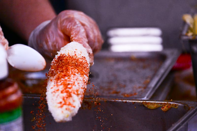 Elote Street Corn with cotija cheese and chili powder